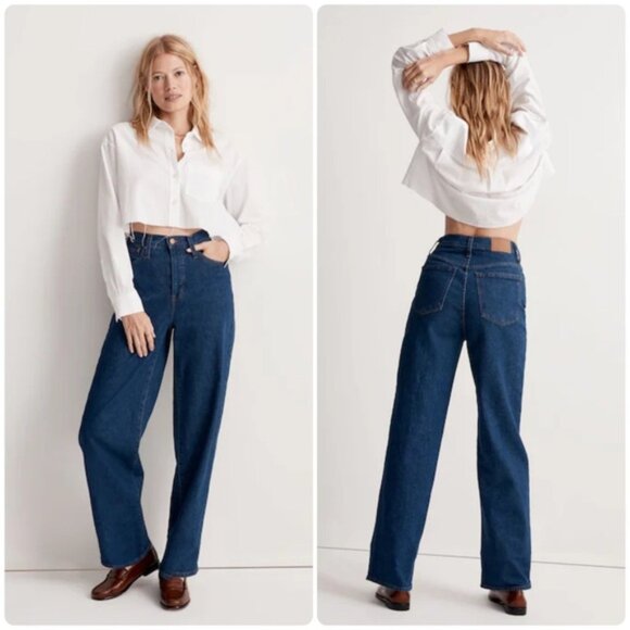 Madewell The Perfect Vintage Wide Leg Jeans Size 27P Blue High Rise Denim - Picture 1 of 10